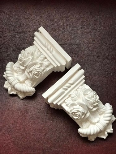 Plaster corbels pair floral - plaster,
