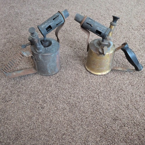 Old brass paraffin blow lamp - brass,