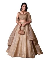 Women Gold Crush Lehenga Choli