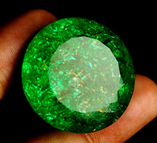 140 CT+ Natural Colombian Green Emerald Round Cut Loose GIE Certified Gemstones