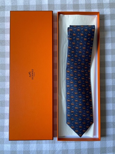 Hermès silk tie men - men's, navy