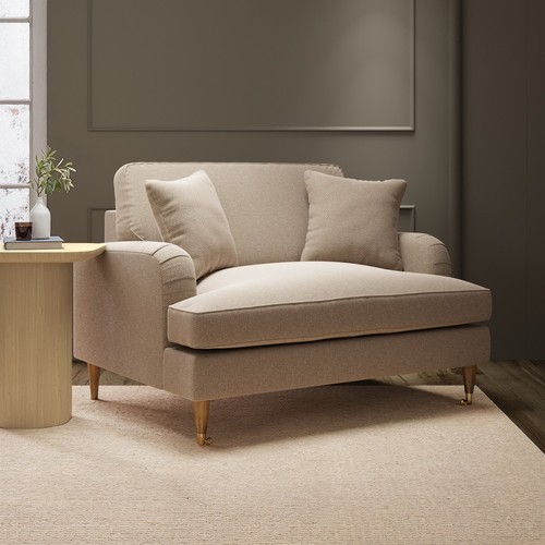 Beige fabric cuddle chair - chair,