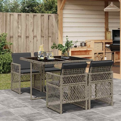 Grey rattan dining table and - rattan,
