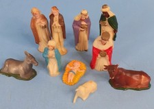 Rare vintage Nativity Christmas Cake Toppers ... 10 pieces Made in Hong Kong ...