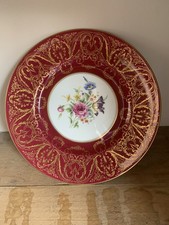 Royal Worcester 10½" Dinner Plate  Pattern No.2454   Red/Gold/Floral