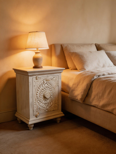 White bohemian carved - bohemian, wooden