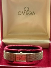 Ladies Omega 9k  Gold Bracelet Wristwatch Fully Working With Box.