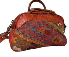 Vintage Kilim Tapestry Leather