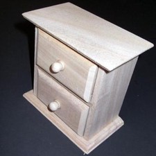 MINI 2 drawer wooden chest 13cm tall decorate/decoupage