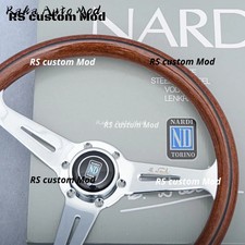 NARDI Classic 360mm Mahogany Wood Steering Wheel with Silver Chrome Finish