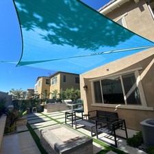 SUNLAX Sun Shade Sail 16' x 16' x 16' Turquoise Blue Triangle Canopy Sail Sha...