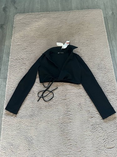 Zara blackcropped tie blazer - zara,