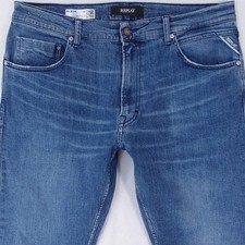 Mens Replay M1021 MICKYM Stretch Slim Tapered Blue Jeans W36 L32