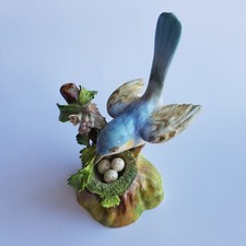Crown Staffordshire ceramic bird wren figurine with birdnest eggs J.T. Jones
