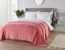 Diana Cowpe GENEVA CANDLEWICK BEDSPREAD PINK Traditional Bed Throw 100% Cotton 