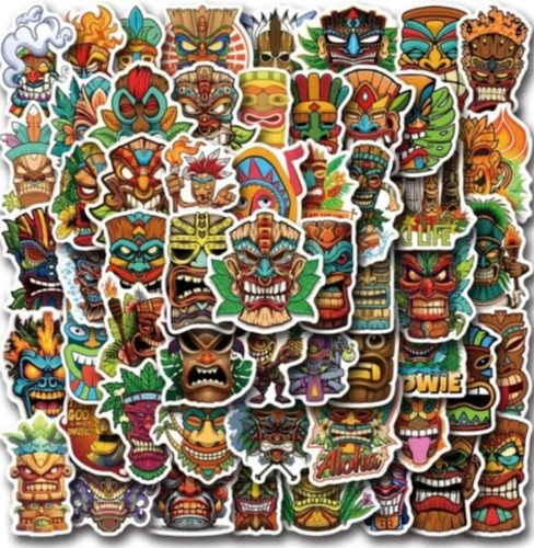 Tiki mask stickers tribal - mask,