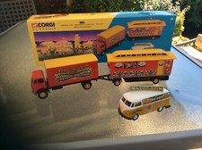 corgi Funfair showman’s  caravan + VW van. Saddlers.