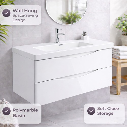 900mm white gloss wall - wall, hung