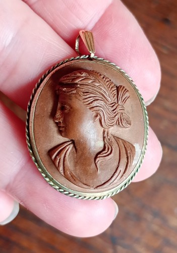 Antique lava cameo - cameo, brooch