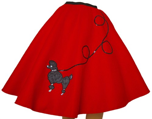 Red felt poodle skirt - poodle, adult