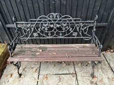 Vintage cast iron garden teak bench