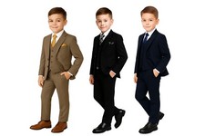 Boys Page Boy Suit Regular Fit Wedding Prom Formal 6 Piece Set Age 1 to 15