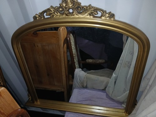 Small gold overmentle mirror - gold,