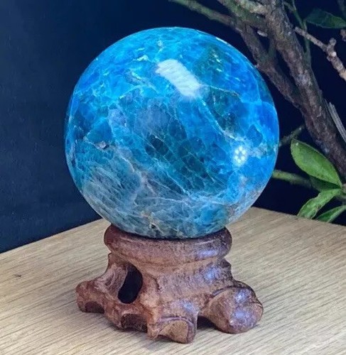 Large blue apatite crystal - apatite,
