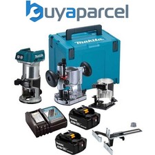 Makita DRT50RTJX2 18v Cordless Brushless Laminate Router Trimmer Plunge Base 5ah