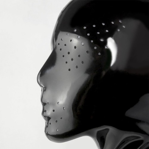 Black latex hood whole - latex, face