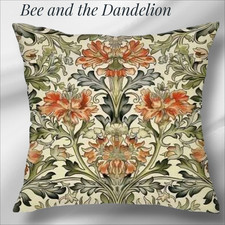 William Morris Inspired Chrysanthemum Floral Print Cushion COVER 45cms X 45cms