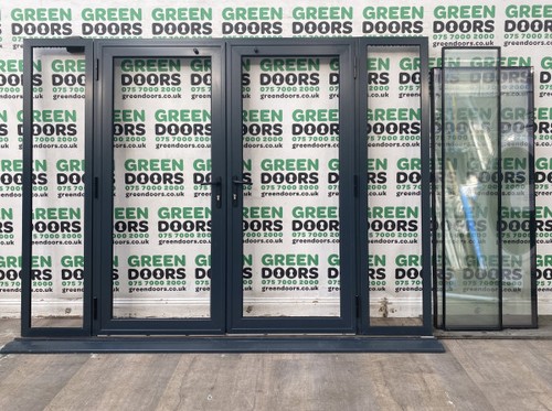 Grey aluminium french doors - french,