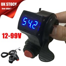 E-bike Twist Thumb Throttle Electric Bicycle Scooter 12-99V LED Voltage Display