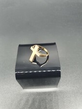 9ct Gold On Silver Cross Men's Ring 925 Sterling