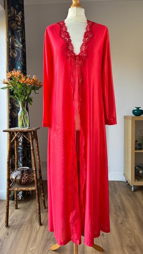Vintage red nylon dressing - nylon,