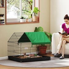 PawHut Rabbit Cage Guinea Pig Small Animal Playpen Water Proof Roof 90x75x75 cm