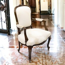 Vintage French Louis Philippe Style Armchair Cream Upholstery FREE UK Delivery