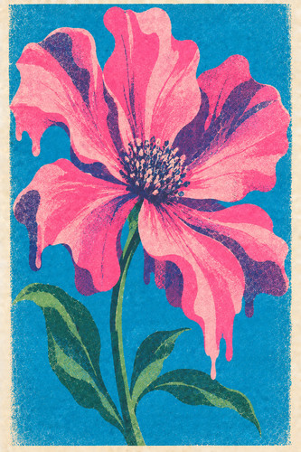 Drippy flower risograph - 18.,