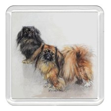 Pekingese Two Dogs Dog Acrylic Coaster Novelty Drink Cup Mat Great Gift