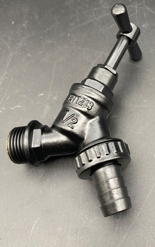 Matt black garden tap - matt, brass