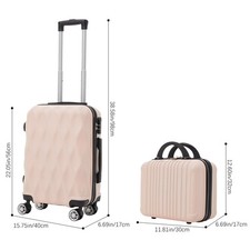 2Pcs Travel Set 14+20Inch Hard Shell Suitcase Hand Cabin Luggage & Vanity Case