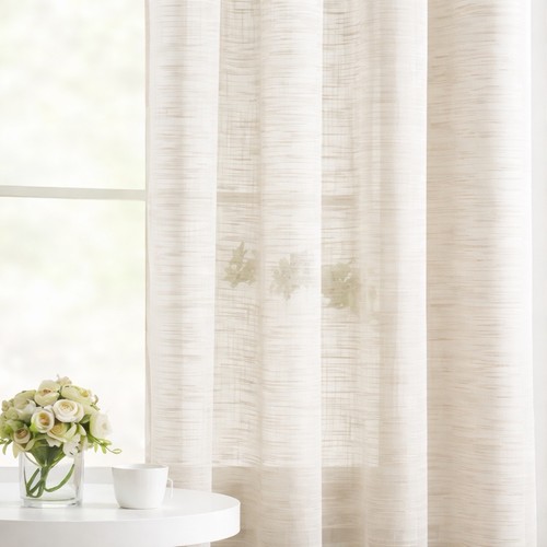 Beige linen semi sheer - beige,