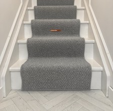 Carpet Stair Runner 7Mx60cm Colour LIGHT GREY Herringbone With Whipped Edge.