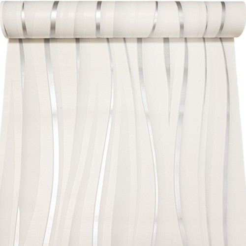 White silver wave wallpaper - white,