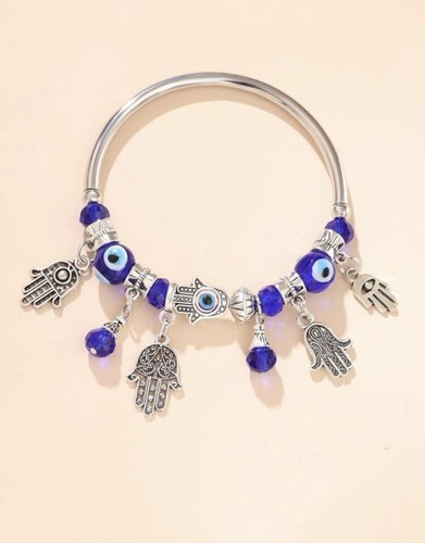 Silver evil eye hand blue - silver,