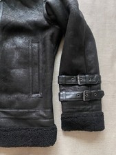 ❤️ZARA MENS FAUX LEATHER DOUBLE COLLAR AVIATOR JACKET BLACK SIZE S RARE⭐️⭐️⭐️