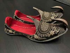 Mens khussa shoes Indian punjabi hand made pure leather wedding shahi Aladdin