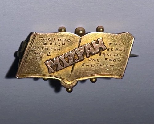 Antique 9ct gold mizpah - gold, open