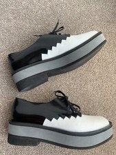 Robert Clergerie. Platform - Black And White Derby Oxford Chunky Lace Up 38/5