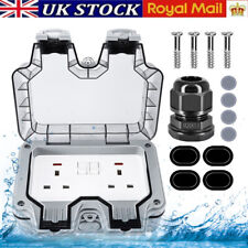 IP66 Weatherproof Double Plug Socket 13A 2 Gang External Power Electrical Socket
